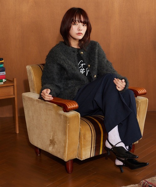 「mysty woman」 ニットカーディガン FREE アイボリー レディース_画像6