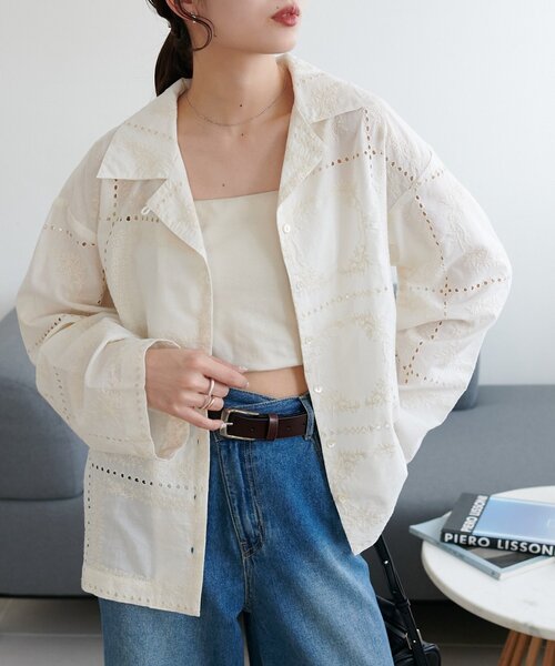 Discoat（ディスコート） ブラウス シャツ 「India」総刺繍オープン