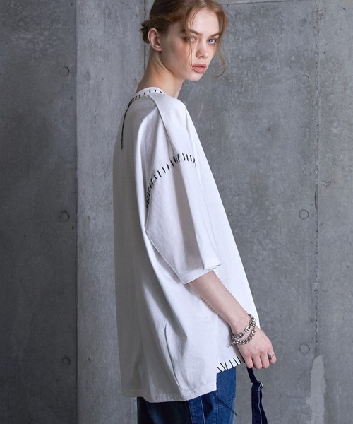 「SERACE」 半袖Tシャツ L グレイッシュブルー メンズ_画像3