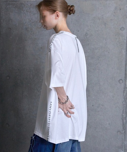 「SERACE」 半袖Tシャツ L グレイッシュブルー メンズ_画像7