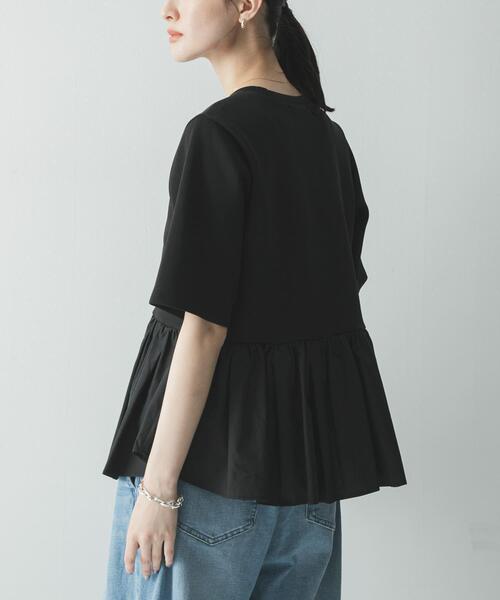 tシャツ ドッキングペプラムカットソー レディースの画像