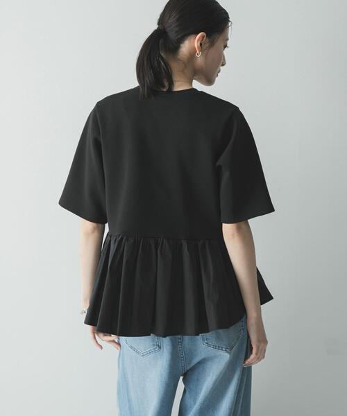 tシャツ ドッキングペプラムカットソー レディースの画像