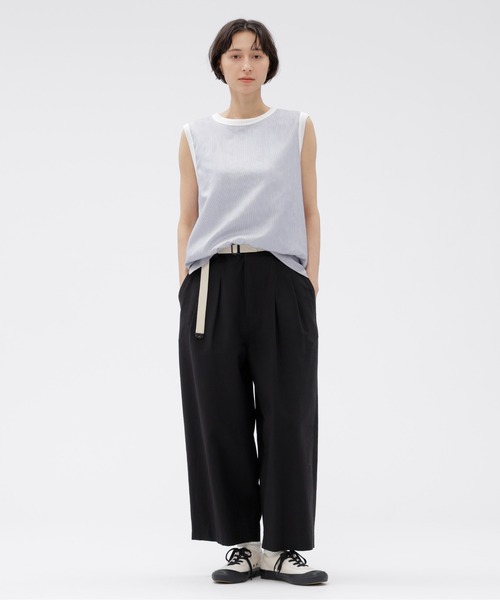 新品タグ MHL. ワイドパンツ SOFT DENSE COTTON 黒 M 2 MHL.（エムエイチエル） ワイドパンツ パンツ LIGHTWEIGHT COTTON