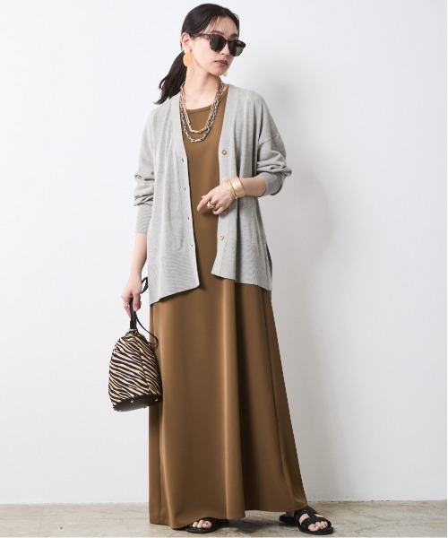 「CHIC STYLE」 ノースリーブワンピース LL ブラック レディース_画像5