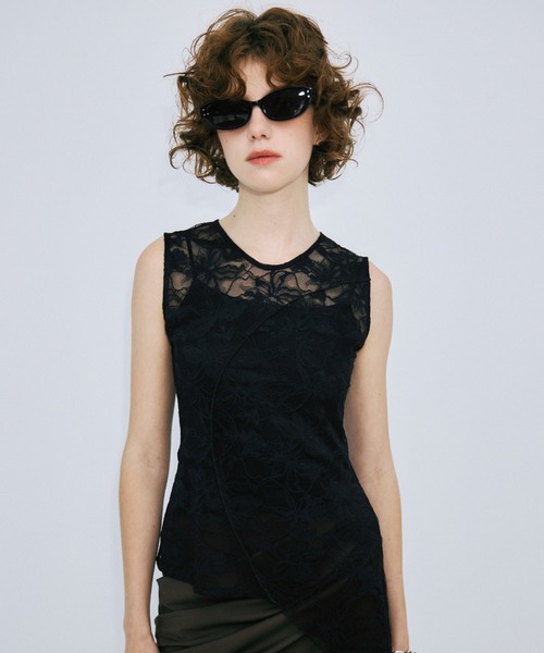 JOSE MOON（ジョゼムーン） タンクトップ ノースリーブ FRILL LACE 