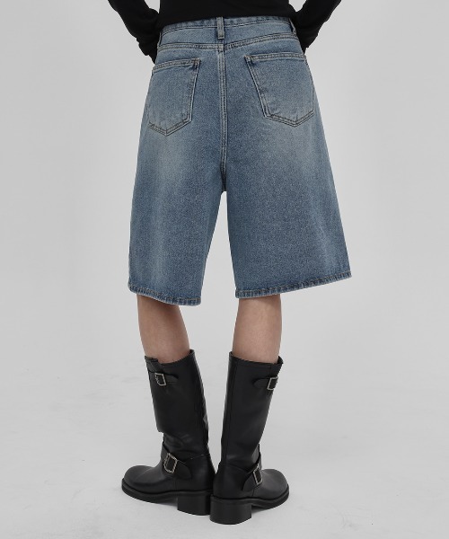「BLACKUP」 デニムハーフパンツ MEDIUM ブラック レディース_画像8