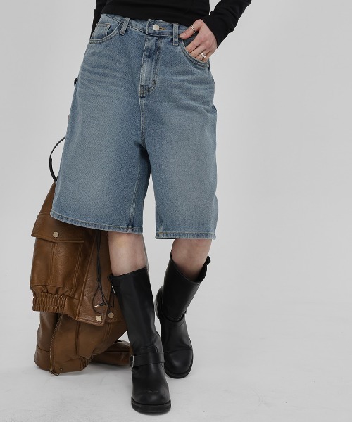「BLACKUP」 デニムハーフパンツ MEDIUM ブラック レディース_画像9