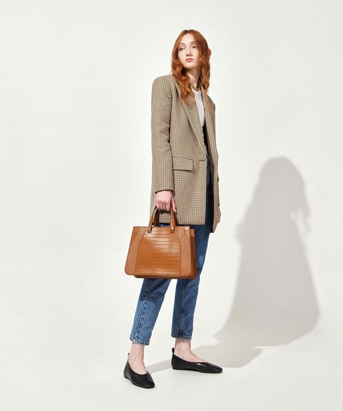 CHARLES&KEITH クロックエフェクト ダブルトップハンドルトートバッグ CHARLES ＆ KEITH トートバッグ バッグ クロックエフェクト