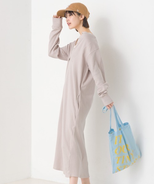 OMNES（オムネス） ワンピース ハニカムストレッチワッフル切り替え