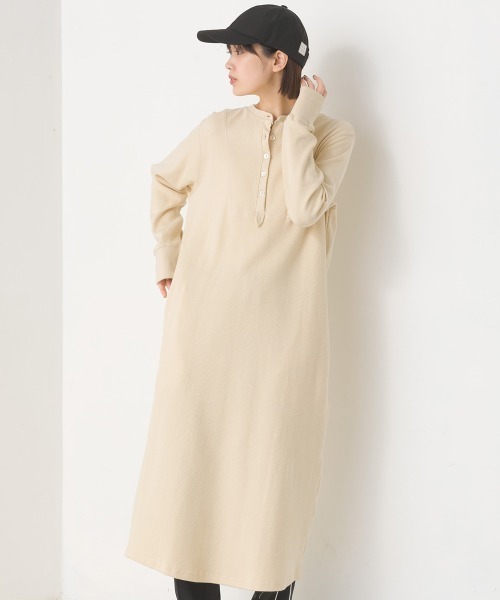 OMNES（オムネス） ワンピース ハニカムストレッチワッフル切り替え