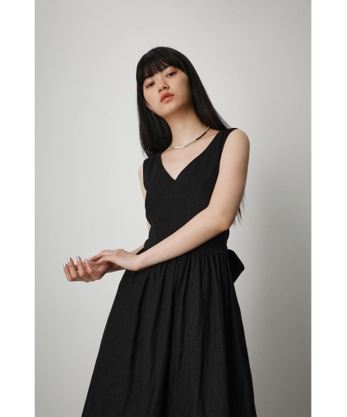 Ballsey バックリボンフレアロングワンピース 黒 34 S相当 美品✨Ballsey バックリボンフレアロングワンピース 黒 34 S相当