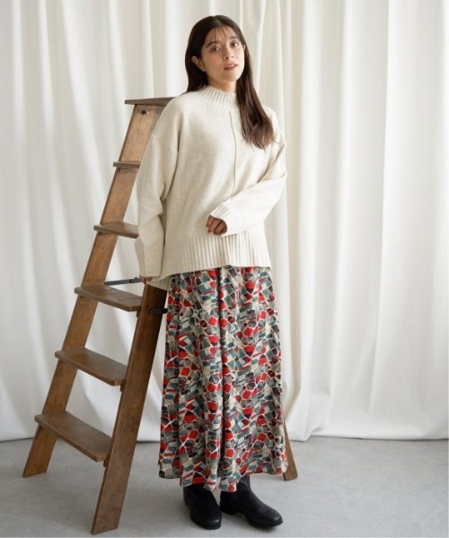 LBC ニット セーター 透かし柄バックスリットニット レディース