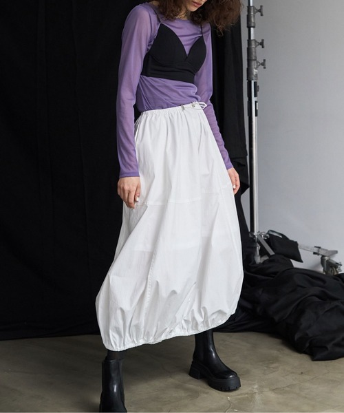 スカート GATHER NYLON SKIRT/ギャザーナイロンスカート レディース  