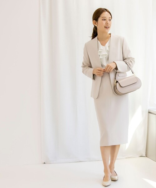 NOLLEY'S sophi ノーリーズ ノーカラージャケット スカート セット セール】《セットアップ対応》ウォッシャブルボンディングジョー