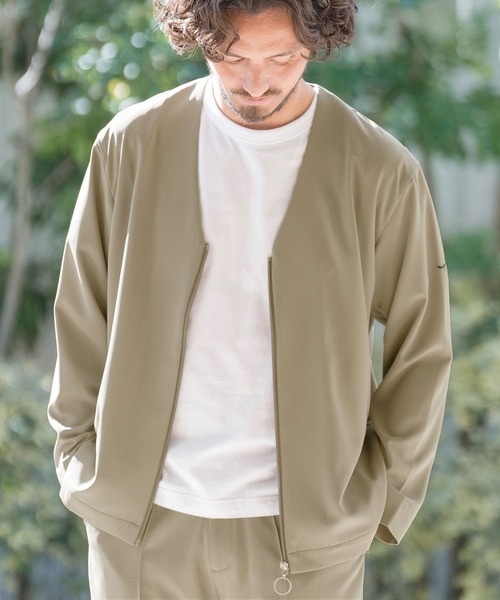 セール】バックサテンジョーゼット ノーカラージャケット