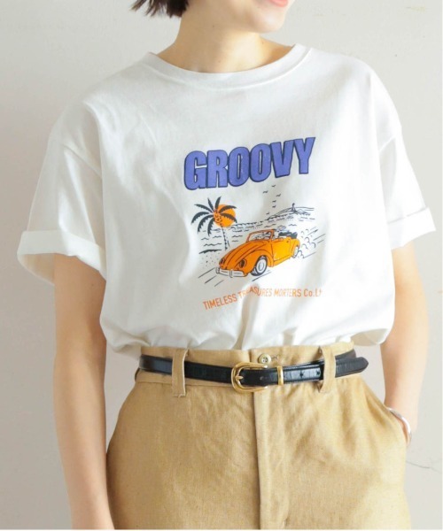tシャツ GROOVY DOG CAR プリント クルーネックTEE レディース
