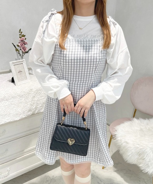 ワンピース French girly collection レースデザイン肩リボンキャミ 