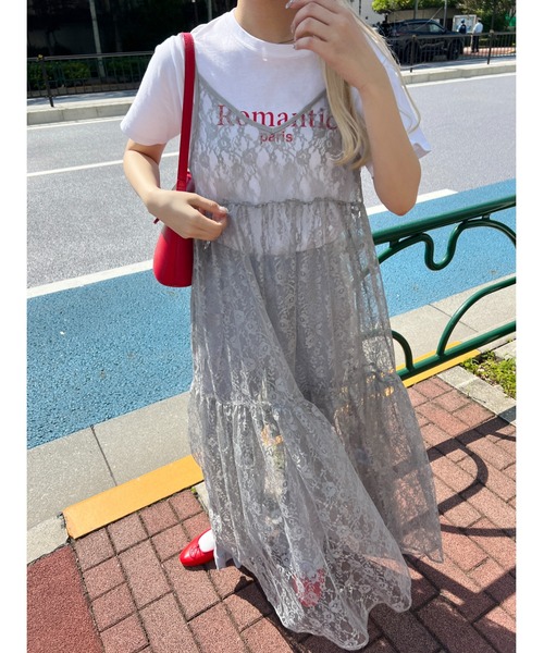 sandro.paris/サンドロ、スクエアキャミレースワンピース、ロング、2