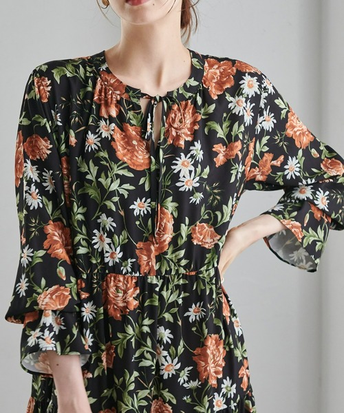 ラナン（Ranan）/レトロフラワーティアードワンピ RANAN（ラナン） ワンピース レトロフラワーティアードワンピ