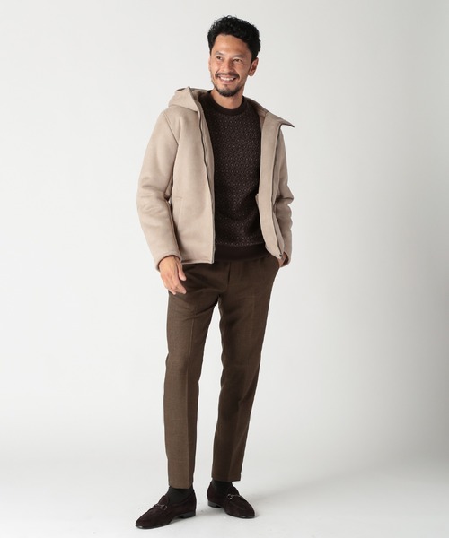 ムートンパーカー MEN'S BIGI パーカー テックレザームートンパーカー メンズ