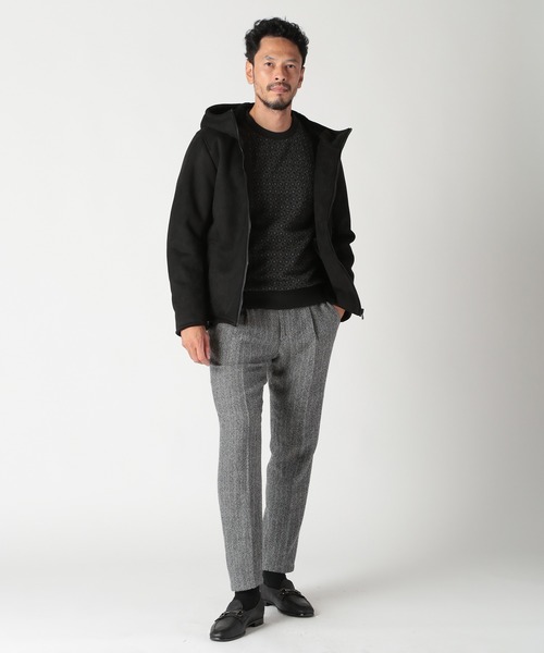 MEN'S BIGI パーカー テックレザームートンパーカー メンズ