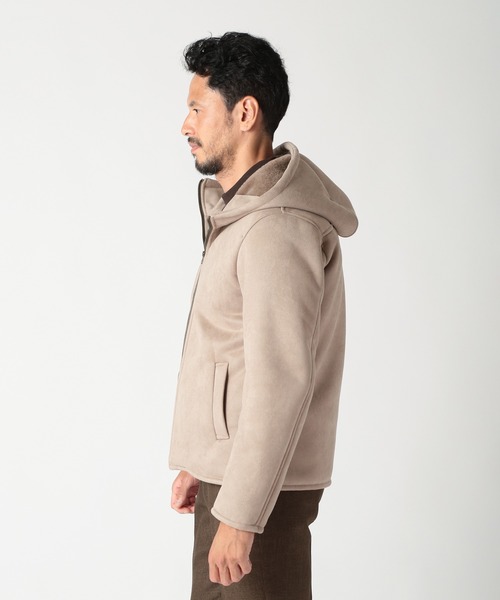 MEN'S BIGI パーカー テックレザームートンパーカー メンズ