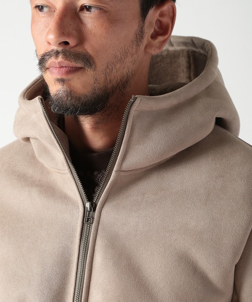 ムートンパーカー MEN'S BIGI パーカー テックレザームートンパーカー メンズ