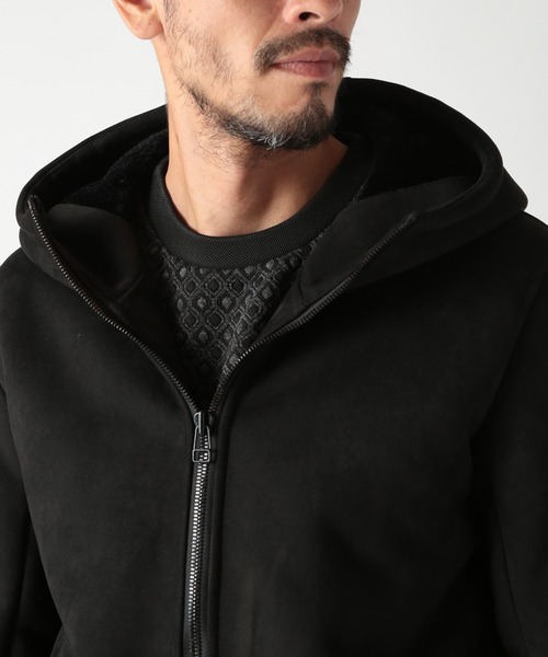 MEN'S BIGI パーカー テックレザームートンパーカー メンズ