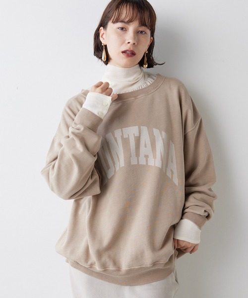 Whim Gazette トレーナー スウェット ピグメントロゴ裏毛プル