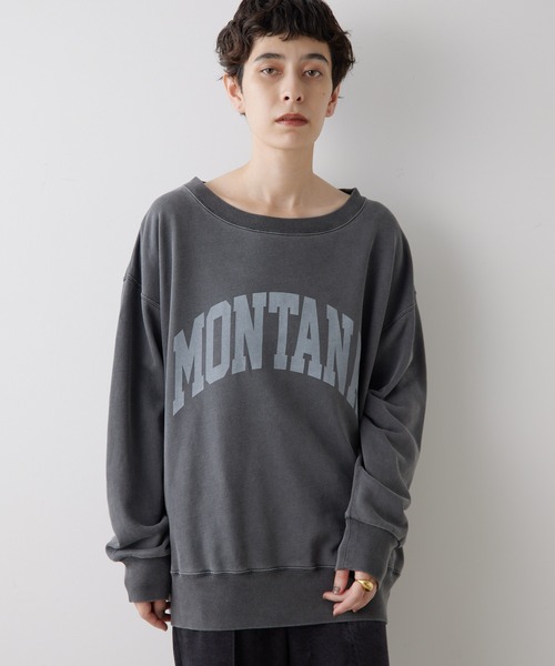 Whim Gazette トレーナー スウェット ピグメントロゴ裏毛プル