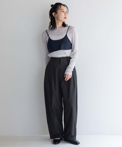 pom_p　ブラック LOWRYS FARM tシャツ シアーラメクルーLS 143395 レディース
