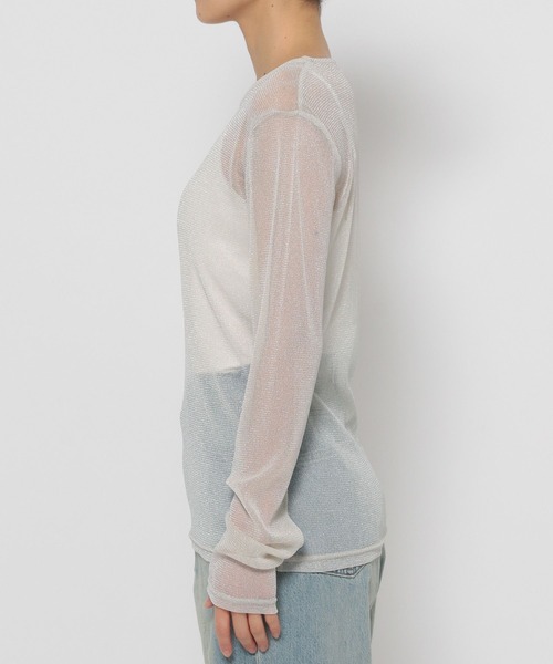 LOWRYS FARM tシャツ シアーラメクルーLS 143395 レディース