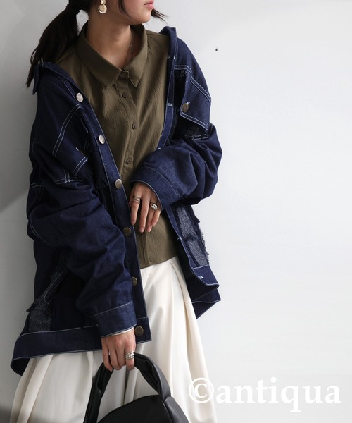 antiqua ブラウス シャツ 3wayギャザーシャツ レディース