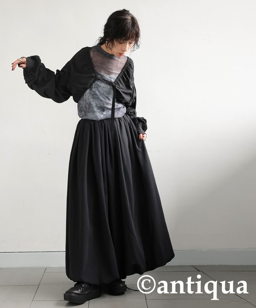 antiqua ブラウス シャツ 3wayギャザーシャツ レディース