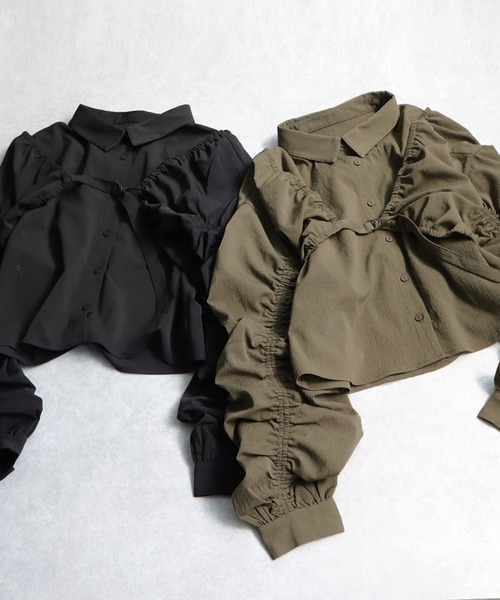 antiqua ブラウス シャツ 3wayギャザーシャツ レディース