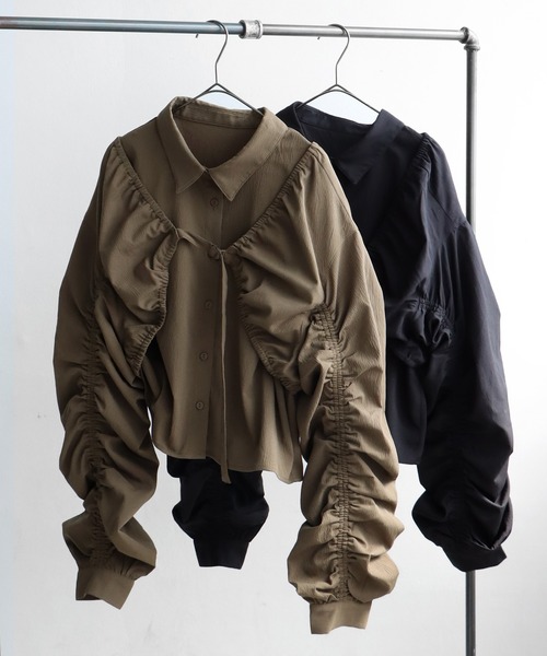 ブラウス シャツ 3wayギャザーシャツ レディース antiqua ブラウス シャツ 3wayギャザーシャツ レディース
