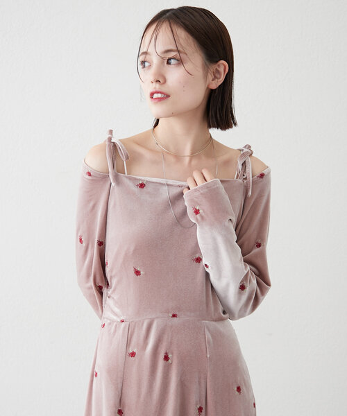 mystic ワンピース 「森川企画」フラワーベロアワンピース
