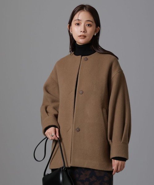 PECOLAMBウールカシミヤスタンドカラーコート PECOLAMB ウール カシミヤ スタンドカラー コート