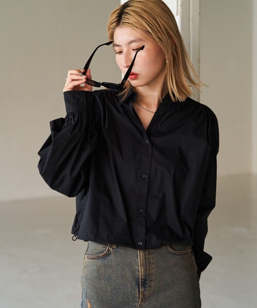 FREAK'S STORE ブラウス シャツ 限定展開 ブロード 裾 ドロー