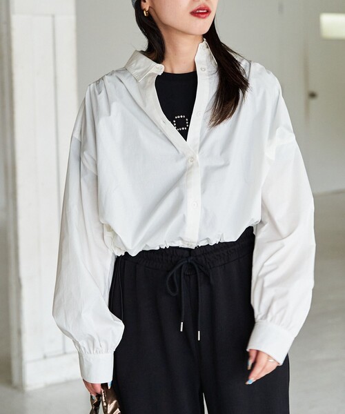 FREAK'S STORE ブラウス シャツ 限定展開 ブロード 裾 ドロー
