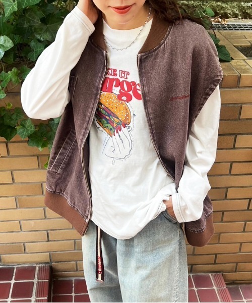 DOUBLE NAME ベスト ジレ カラーオーバーダイベスト/ユニセックス 
