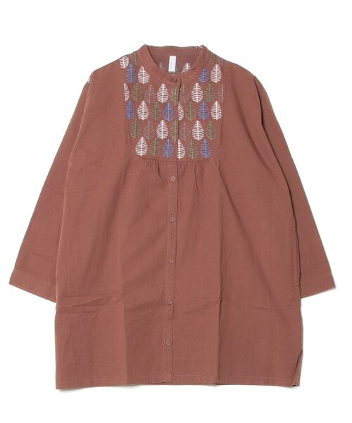 ブラウス シャツ EMAGO 落ち葉刺繍チュニックシャツ レディース Emago ブラウス シャツ EMAGO 落ち葉刺繍チュニックシャツ