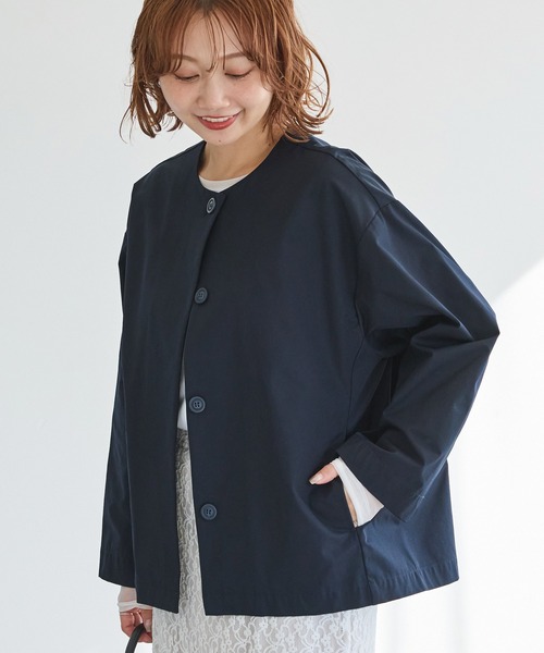 新品未使用　黒 ゆったりオーガンジーのジャケット LAVEANGE（ラビアンジェ） ジャケット ノーカラージャケット 「好機能