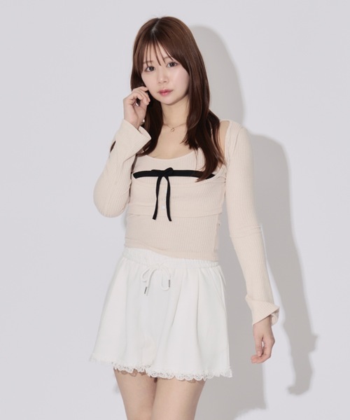 ALLuRing ChaRm ニット セーター 「2点セット」Ribbon Knit Camisole