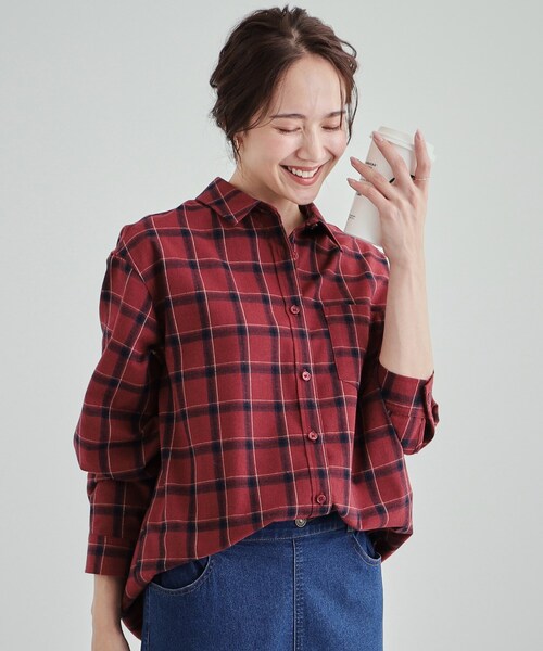 SHOO・LA・RUE（シューラルー） ブラウス シャツ 「洗える」ネル起毛