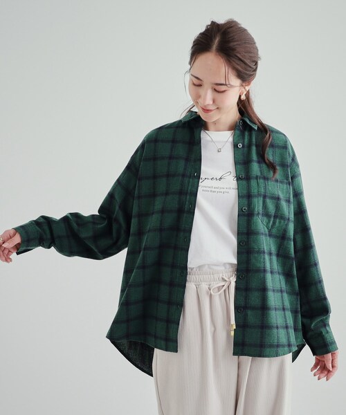 SHOO・LA・RUE（シューラルー） ブラウス シャツ 「洗える」ネル起毛