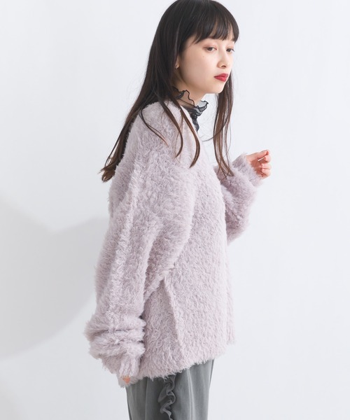 ニット セーター ビラテラールラッフル プルオーバー レディース pual ce cin ニット セーター 配色透かし編みプルオーバー