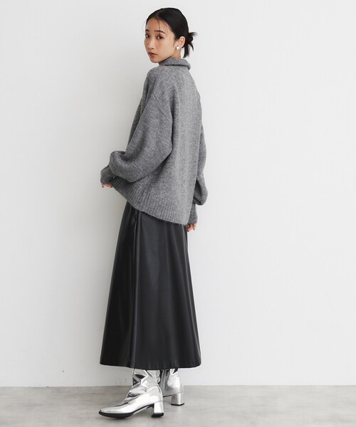 HYPE ブラック/グレー ニット THE SHOP TK ニット セーター ハーフジップリラックスニット