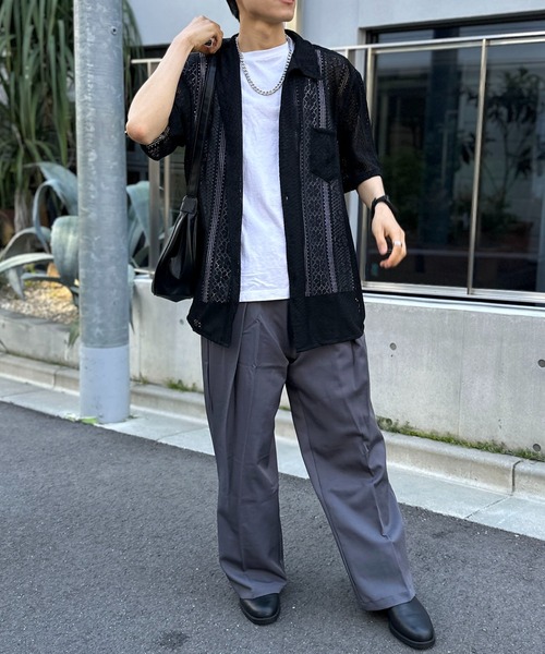 ✴︎変形ワイドスラックス✴︎モード系 前面折り返しデザイン ポケット付き ブラック link lot スラックス ウエストフック調整ワイドスラックス 変形