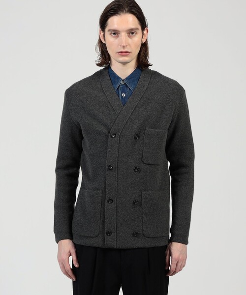 セーター ニット カシミヤ ダブルブレステッド カーディガン メンズの画像